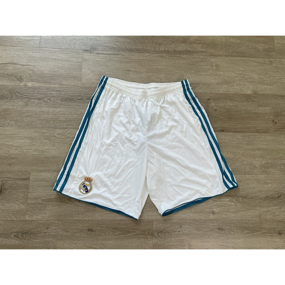 NWT REAL MADRID ADIDAS 2016/2017 Mens Sz M White FOOTBALL Soccer HOME SHORTS